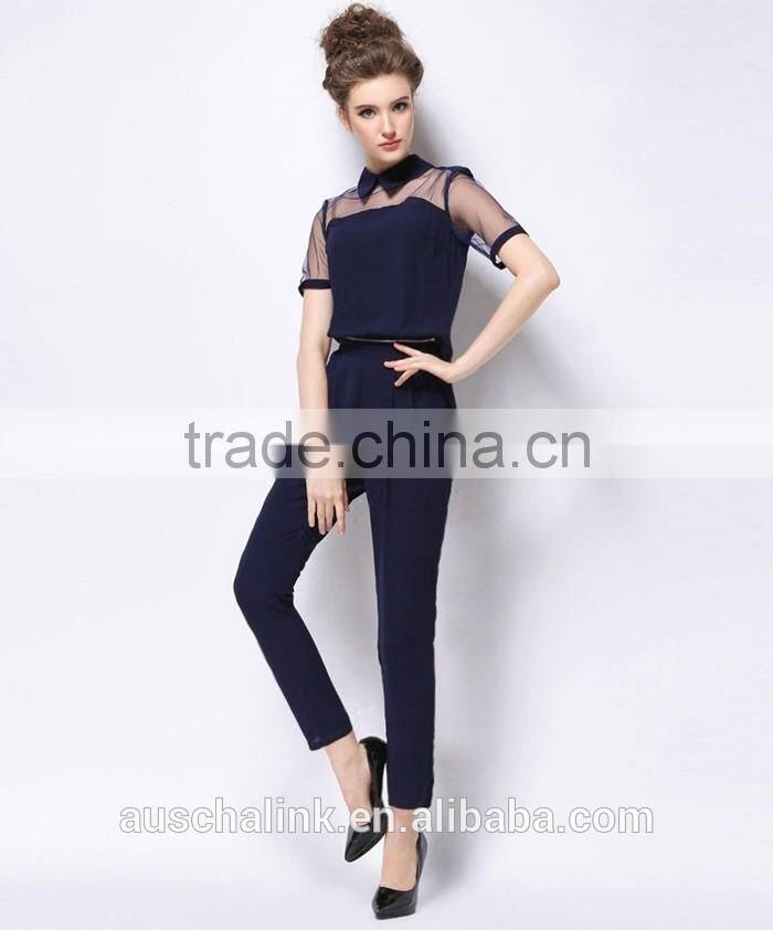 alibaba lady dark navy blue fashion detachable pants low price