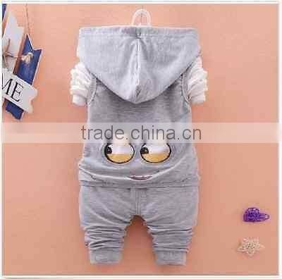 3PCS Baby Boys Girls Clothing Set Long Sleeve Shirt Pants Vest Hoodie