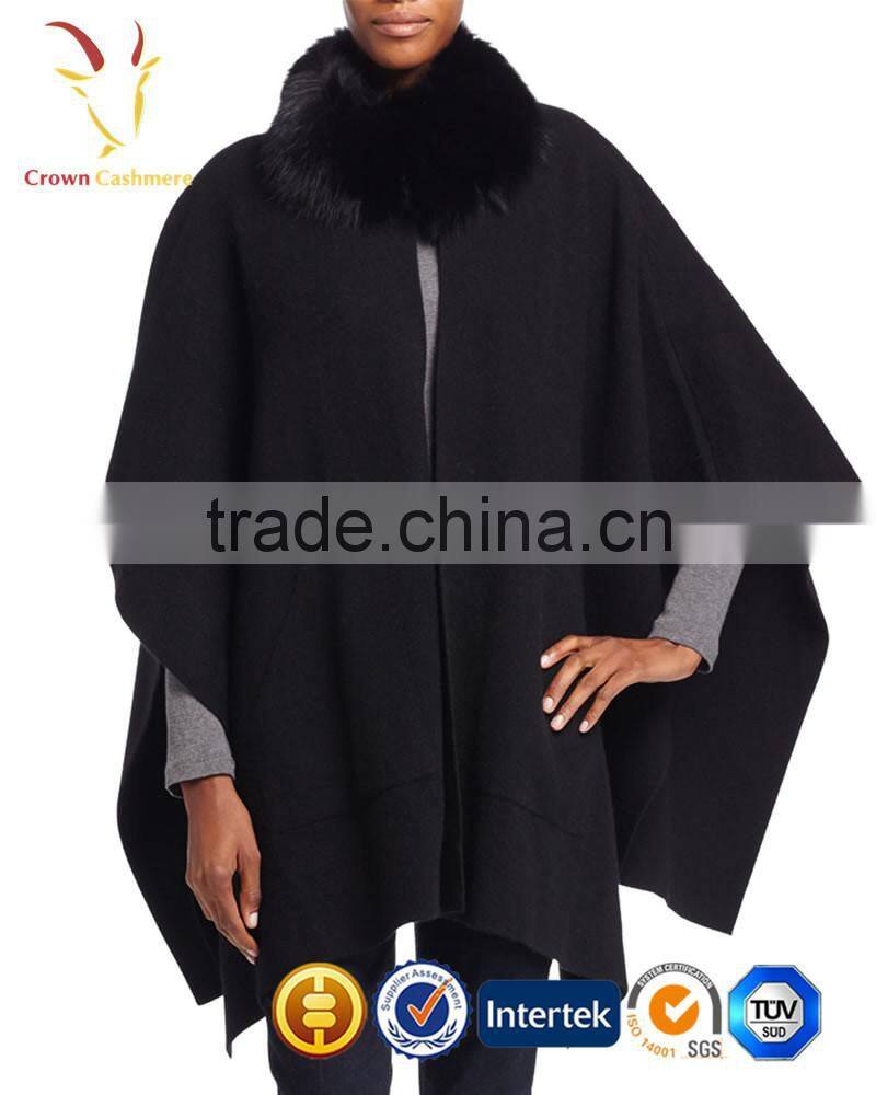 Fashion Design Luxury Ladies' Cashmere Shawl with Fur