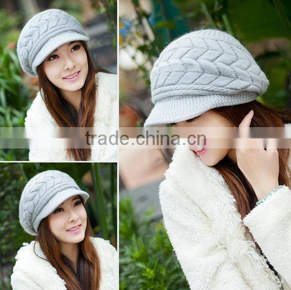 Stylish Autumn Knitted Cap Knitted Hat Double Layer Fashion Winter Hat for Young Girls SV005411