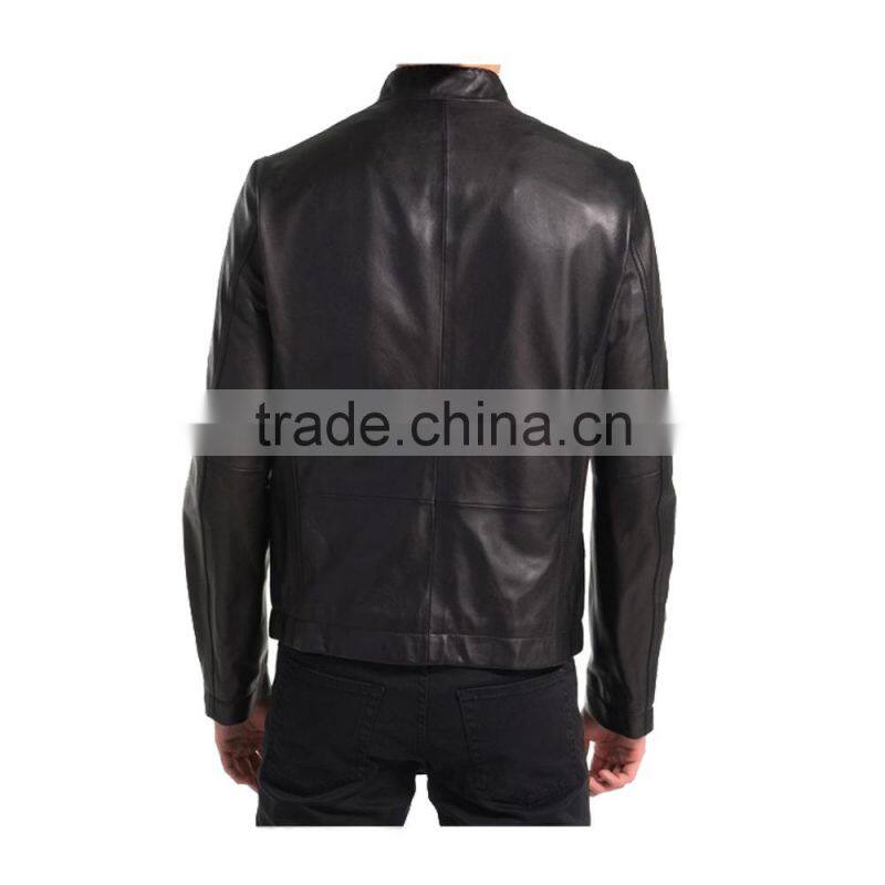 customized cheap mens black PU leather jacket design