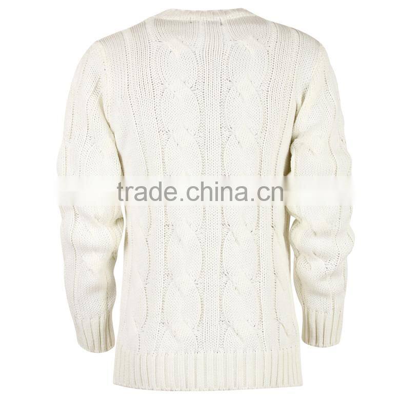 classic jumbo braid ribbed cuffs and hem slim fit cable knit sweater pattern men