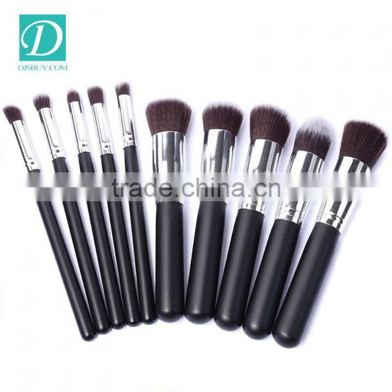 Black Wood Oval Handle Makeup Brushes