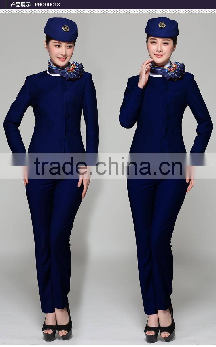 Juqian Custom Women Suits Airline Stewardess Uniform/factory price air hostess costume uniform/ air stewardess uniform