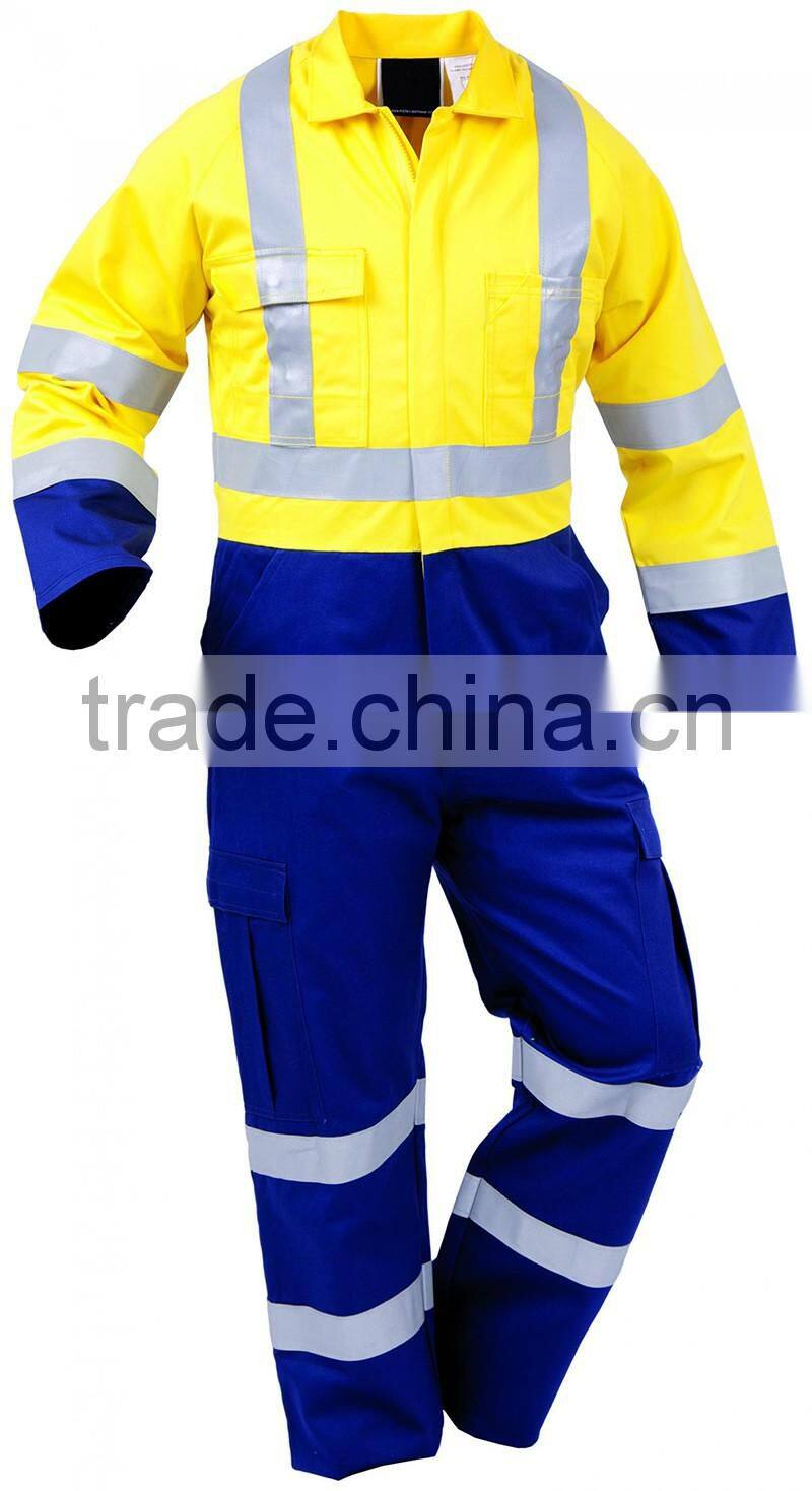 hot sell contrast colour protex fr coverall with 3m reflecitve tape