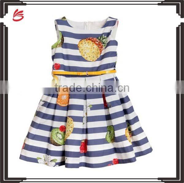 2017 latest design silk skirt children model print with fruits skirt