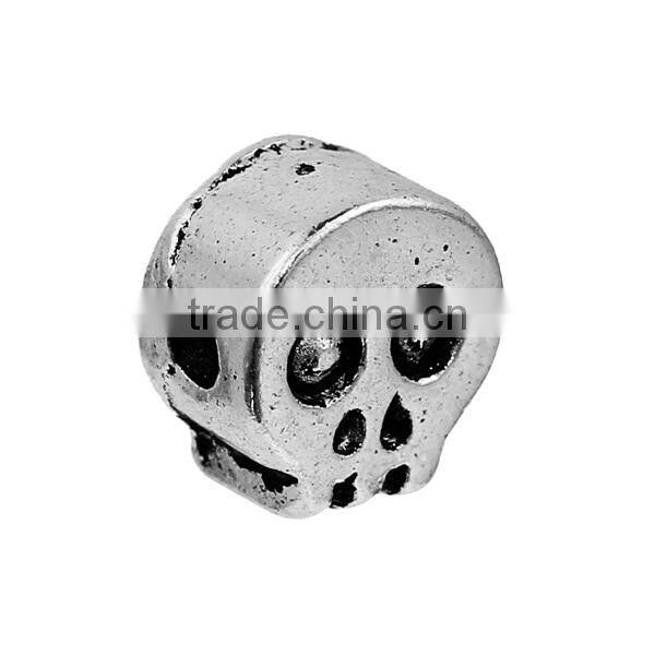 Zinc Based Alloy Halloween Spacer Beads Skull Antique Silver 7mm x 7mm