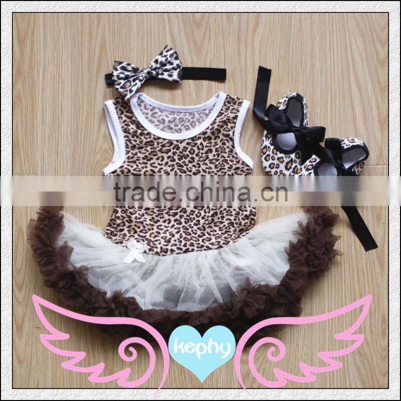 Light Pink Damask Baby Pettiskirt Tutu White Top Set 0-12Month