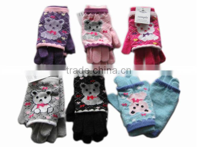 Wholesales custom Winter Warm Thick Knitted winter gloves kids