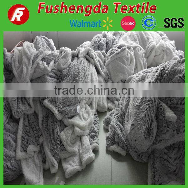 High quality blanket factory china solid color PV plush faux fur throw/mexican blanket