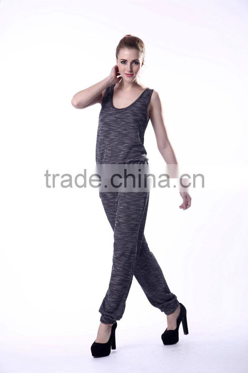 Women's sleeveless knitted jumpsuit siamese trousers