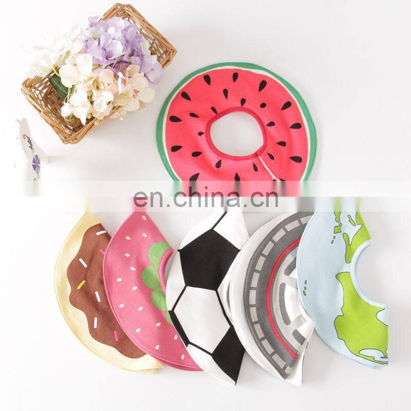 Custom wholesale fashion cartoon design 100%cotton babys bandana drool bib