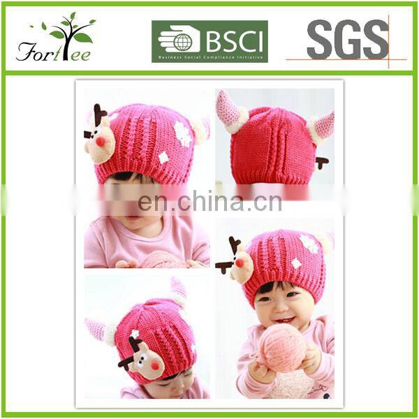 Alibaba fashional 100% acrylic knitted baby christmas hat