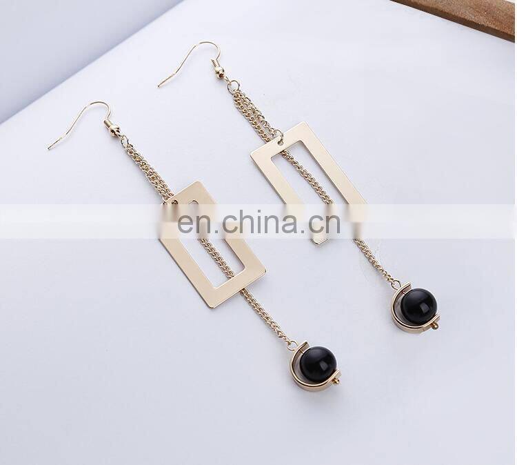 Contracted Han Guoer nail female long tassel earrings hand geometry eardrop asymmetric earrings wholesale pearl earrings