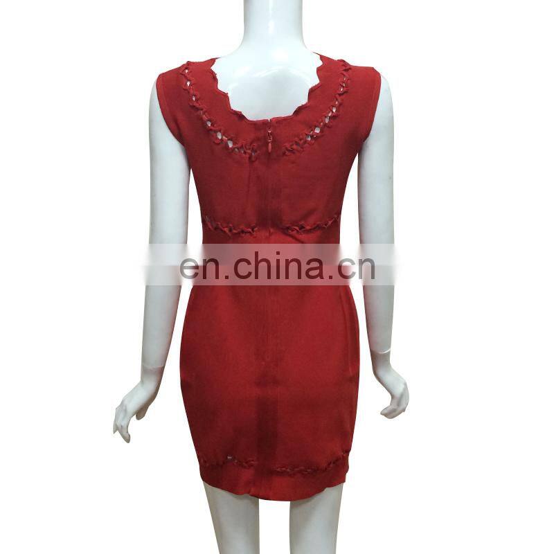 2015 Lady Red Plain Maxi Smart Elegant Sleeveless Muslim Evening bandage dresses