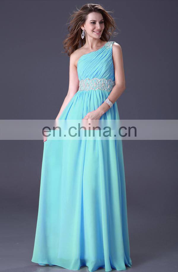 Grace Karin Latest Design One Shoulder Chiffon Ladies Long Evening Party Wear Gown CL3410-1#