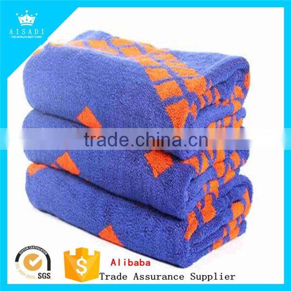 Large Size Blue Jacquard Pure Cotton Terry Bath Towel