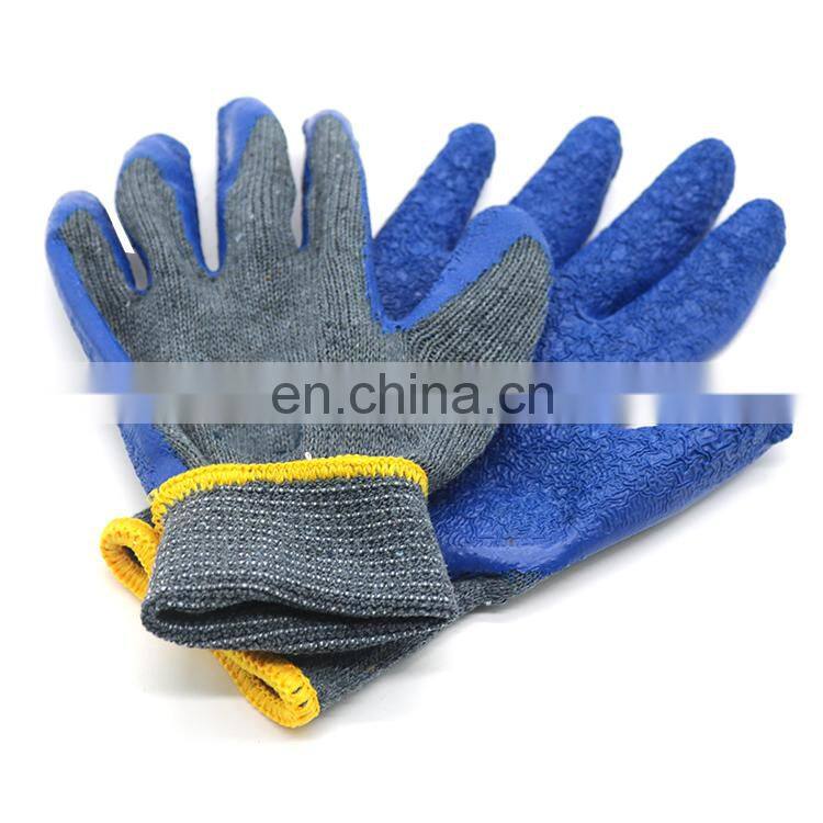 Custom Industrial Safety Construction Anti Slip Grip Heavy Duty Cotton Blend Blue Rubber Latex Coated Gardening Working Gloves