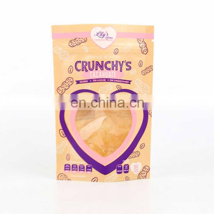 wholesale biodegradable kraft paper doypack nuts packing bag