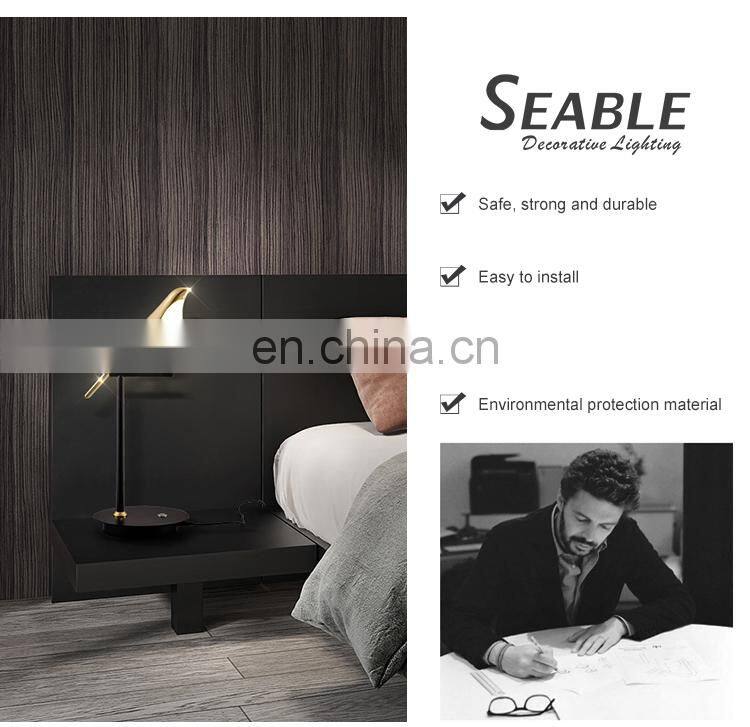 New Listed Indoor Decoration Aluminum Acrylic Reading Room Bedside Modern Black Gold LED Table Light