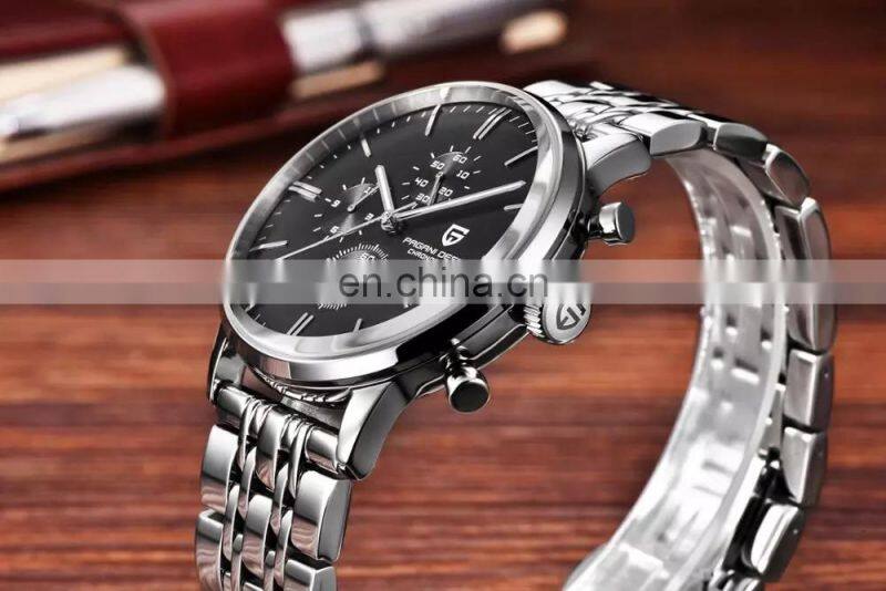 PAGANI DESIGN 2720K Top Brand Luxury Stainless Steel Clock Simple Chronograph Waterproof Sport Military Quartz Men Watches