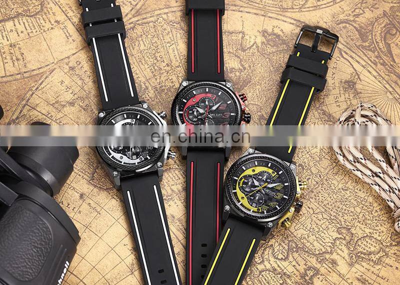 Megir 2051 Luxury Brand Silicone Strap Quartz Men Sport Watch High Quality Big Dials Megir Military Brand Quartz Watch