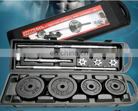 heap 20Kg Cast Iron Chrome plating Adjustable Gym Equipment Barbell Dumbbell Set With Connecting Rod