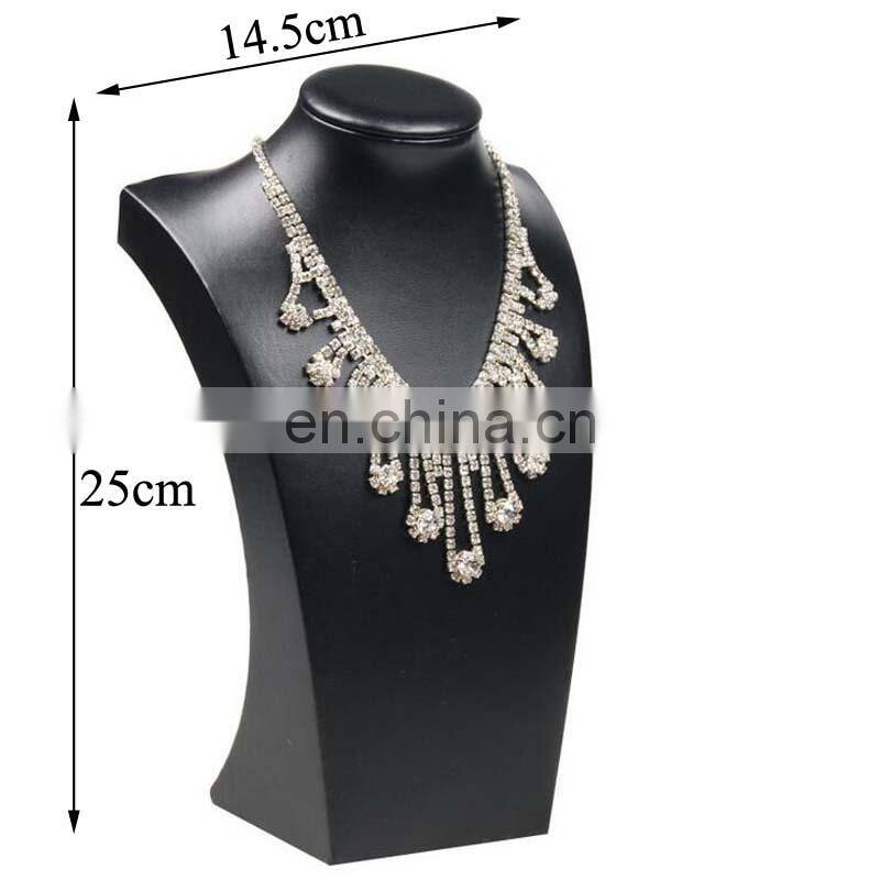 Hot Sale Black Volor Mannequin Shape Pu Leather Jewelry Display Stand Showcase Necklace Pendant Bust Displays Holder For Counter