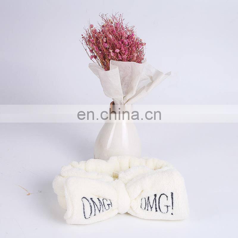 Soft OMG Letter Coral Fleece Wash Face Bow Hairbands For Women Girls Headbands Headwear Hair Bands Turban Hair Accessories