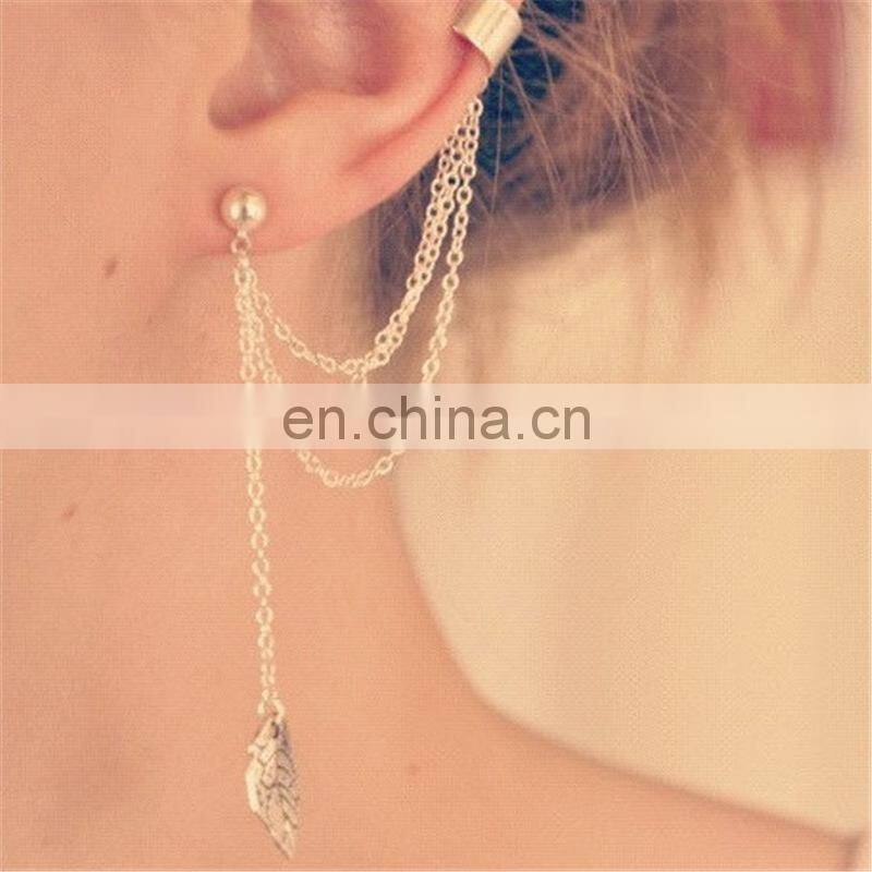 Alloy Ear Clip Leaf Tassel Earrings For Women Gift Ear Cuff Fashion Personality Earrings Jewelry