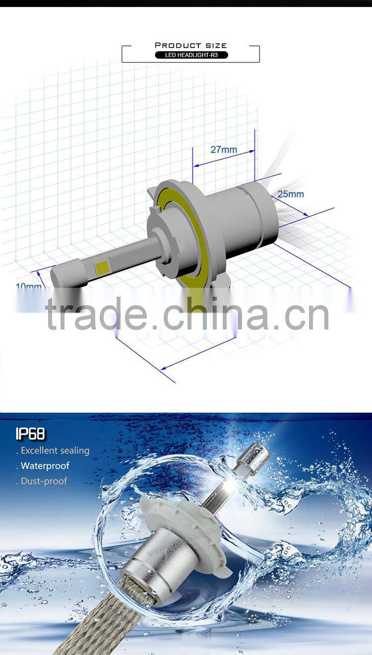 Factory price 24w 3x5 square car h3 led headlight bulbs,separated driver led headlight