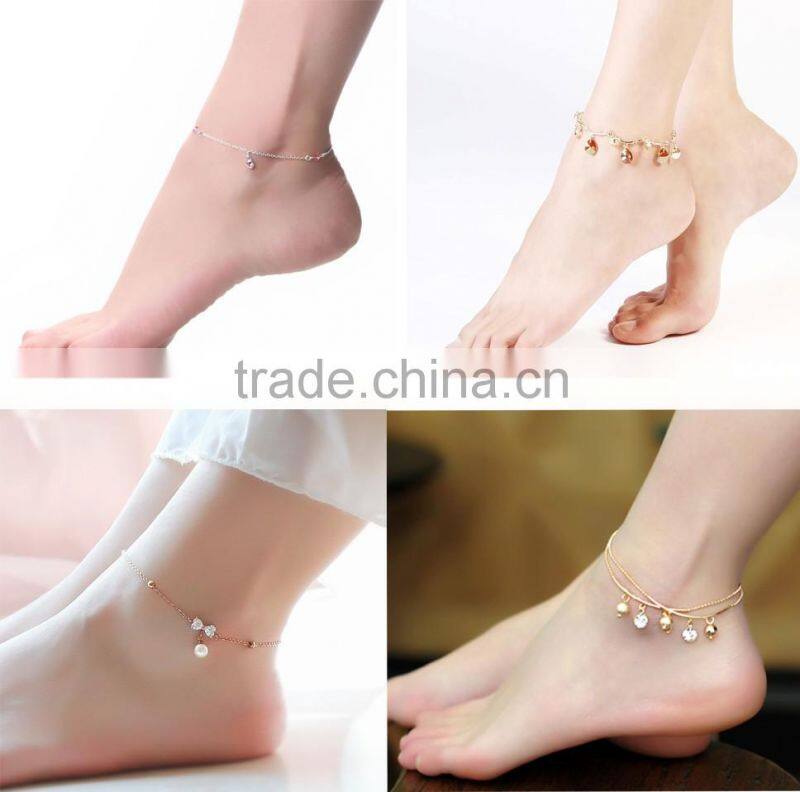 Fashion Jewelry Gold Plated Color Enamel Cherry Banana Fruit Charms Chain Girls Anklet
