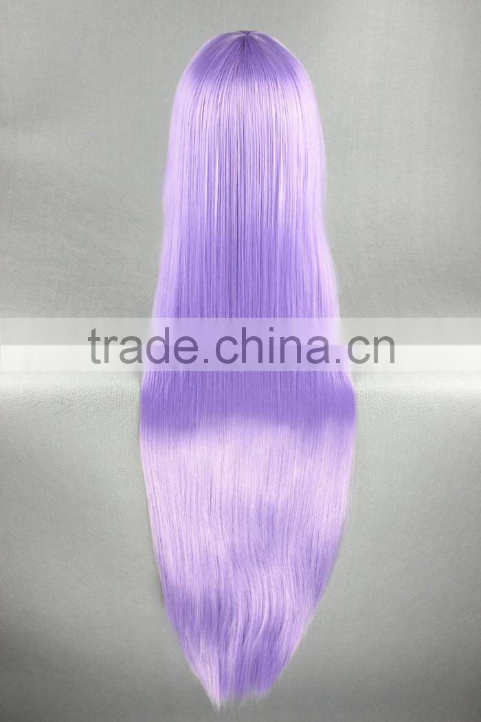 High Quality 100cm Long Straight Gin Tama-Sarutobi Ayame Light Purple Synthetic Anime Wig Cosplay Hair Wig Party Wig