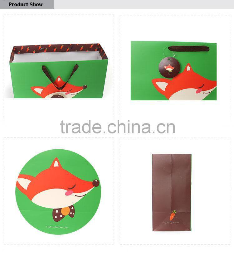 super size custom red with cute fox pattern paper gift bags