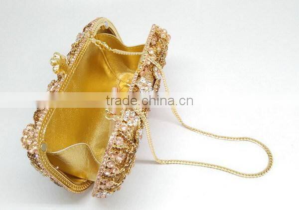 luxury flowers and bird pattern box clutch crystal stone evening bag