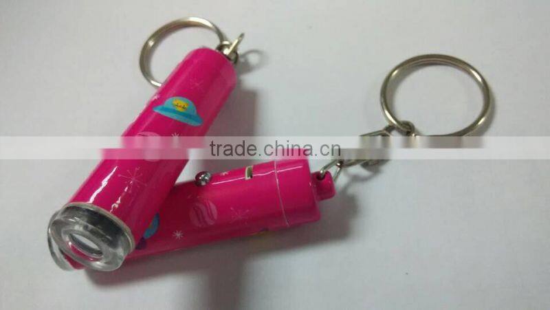 metal Led projector Light Keychain Flashlight With Carabiner all logo can be design keychain lamp