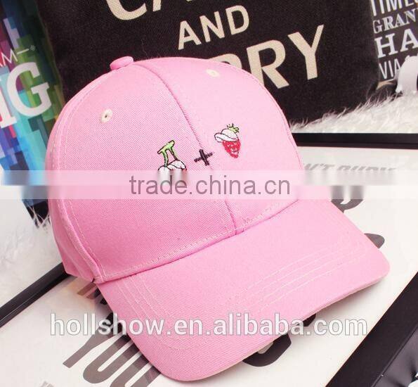 2016 Newest Fashion Simple Fresh Fruit Embroidery Men Women Curve Brim Plain Baseball Caps
