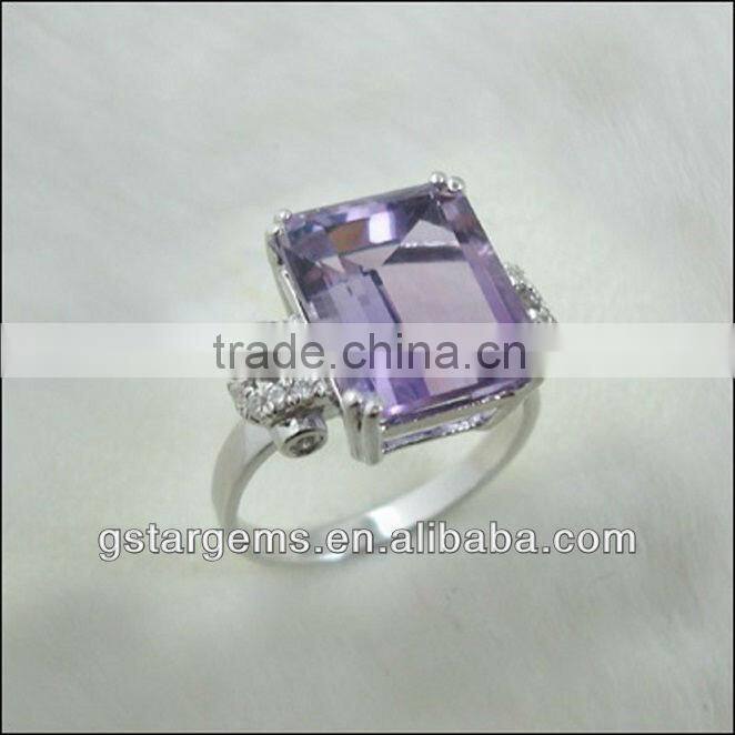 925 Sterling Silver Natural Amethyst Set Semi Precious Stone Jewelry Hong Kong Wholesale