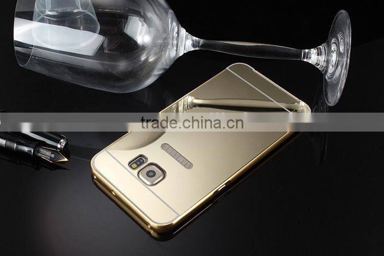 For samsung s6 edge plus bumper case with mirror back,gold aluminium bumper case For samsung galaxy s6 edge plus