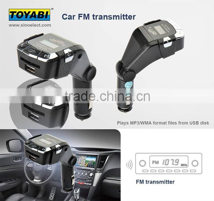 Black Bluetooth Wireless FM Transmitter Handsfree Car Kit MP3 Player with LCD Display USB TF Card Slot and Aux-in charger