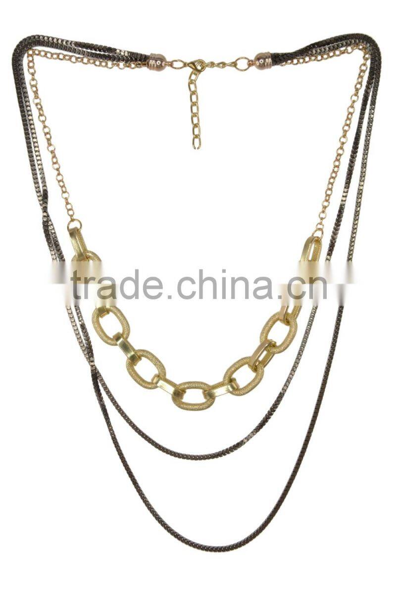 Layered Mulit Metal Strand/String Necklace