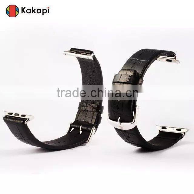 Kakapi Single Buckle Genuine Leather Watch Band Wrist Strap With Watchband Converter For 42MM Apple Watch MT-3910