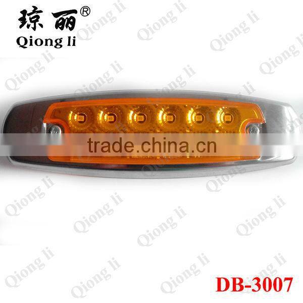 Amber 12 LED Truck Trailer Side Marker Clearance LightS / Stainless Steel Bezel