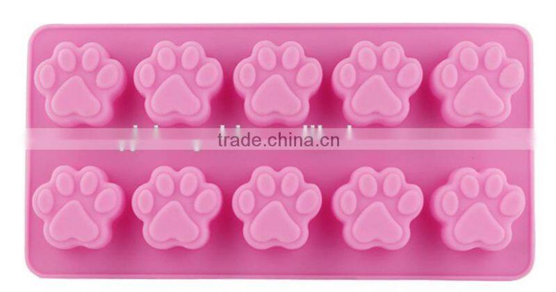 2016 Hot sale food grade FDA and LFGB 10 hole cat- pat silicone cake mold
