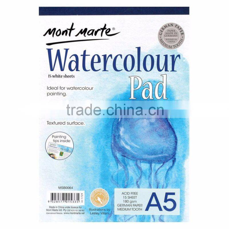 Mont Marte Watercolour Pad German Paper A5 180gsm 15 sheet
