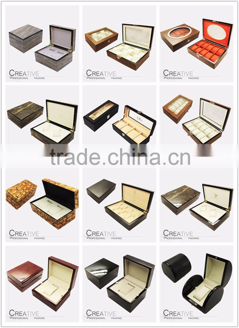 Wholesale factory supply custom design wooden watch storage box with gold button