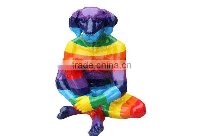 resin human body with dog head statue,creative statue