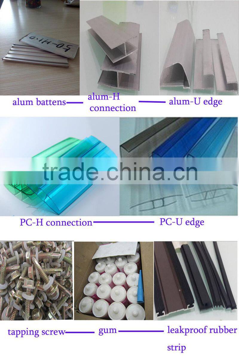 UV protection recycled pet plastic raw material pool cover polycarbonate hollow sheet