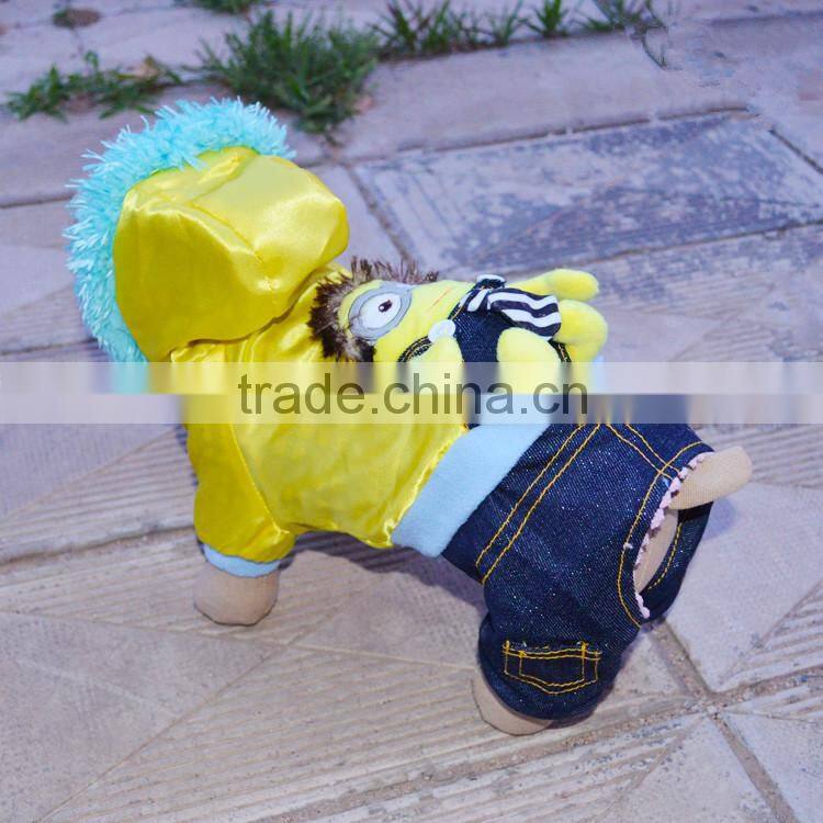 NEW Wholesale Top Fabric Pet Dog Minoins Cosplay Costume, Funny Dog Coat, dog clothes for Christmas