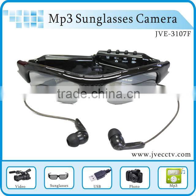 Sport Sunglasses Camera Hidden Vedio DVR Eyewear Glass Voice recorder Camcorder DV With MP3 Player 3107F